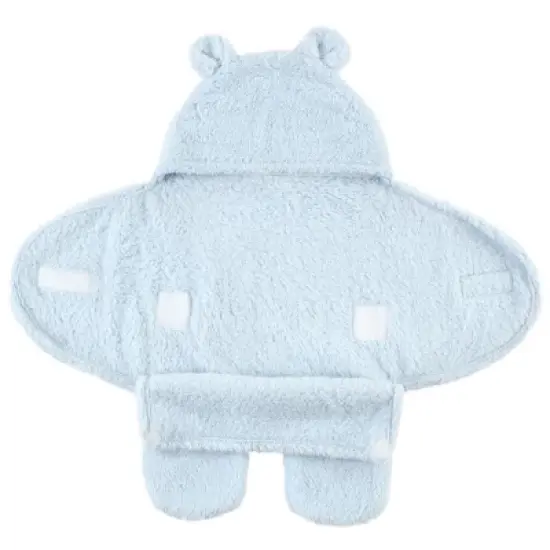 Hudson Baby Infant Boy Animal Faux Shearling Baby Outdoor Stroller Sack Wrap, Lt Blue, One Size image {2}