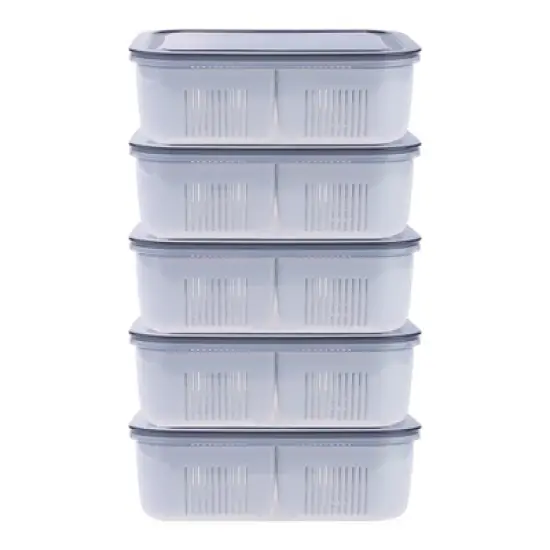 REGALWOVEN 5 Packs Leakproof Plastic Meal Prep Airtight Food Storage Containers 8"x 5.9"x 2.6" image {7}