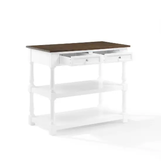 Caitlyn Wood Top Kitchen Island White/Dark Brown - Crosley image {9}