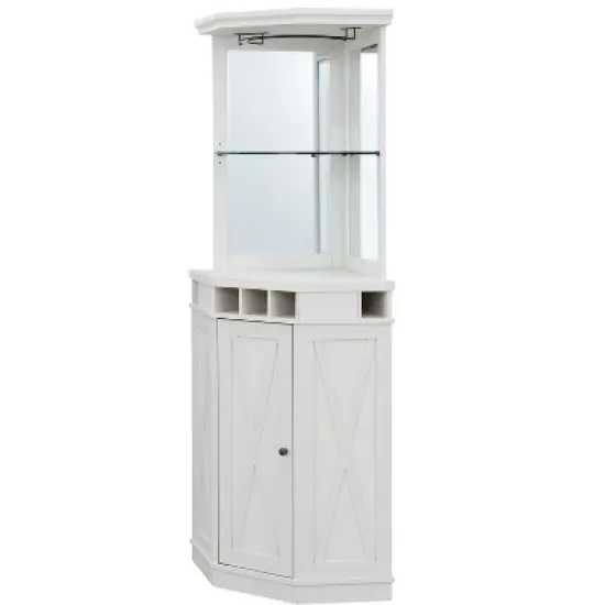 Home Source Charcoal Corner Bar Unit with built-in Wine Rack and Lower Cabinet image {9}