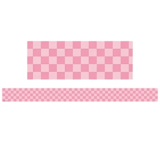 Teacher Created Resources&reg; Cool for School Pink Checkers Straight Border Trim, 35 Feet Per Pack, 6 Packs image {1}