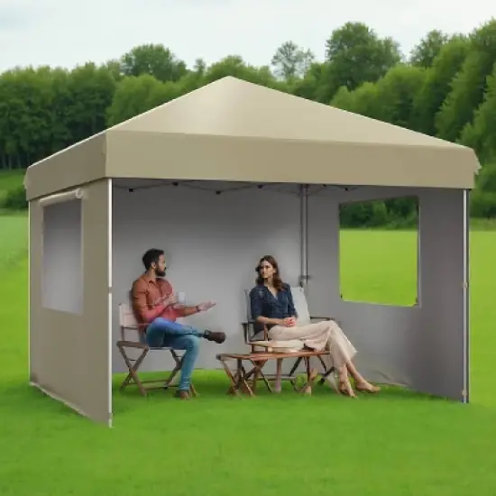 GustoWave 10x10 Ft Pop Up Canopy with 4 Sidewalls for Deck, Garden image {9}