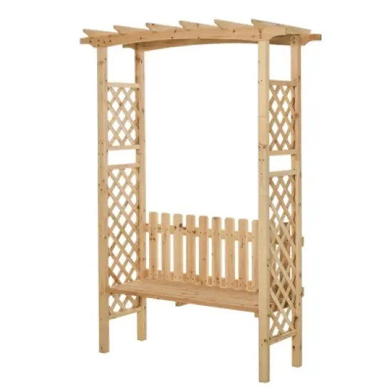 Gulches Wooden Garden Arbor for Climbing Plants with Garden Bench, Garden Arch to Grow Grapes & Vines, Patio Decor & Outdoor, Natural image {7}