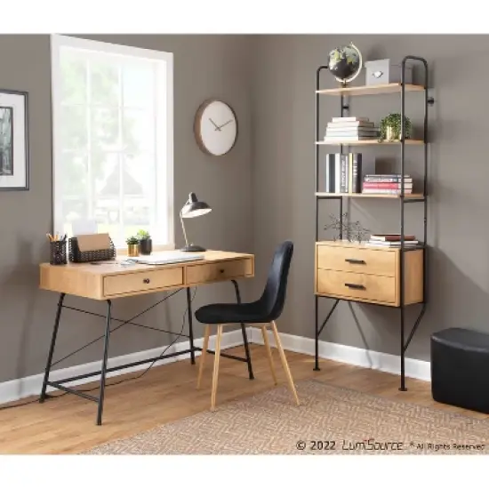 75" Lean Steel/Wood Bookcase Black/Brown - LumiSource image {6}