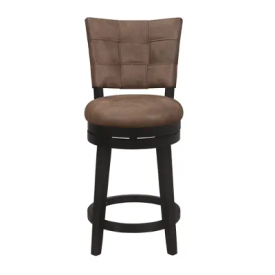 26" Kaede Wood and Upholstered Swivel Counter Height Barstool Black/Chestnut - Hillsdale Furniture image {3}