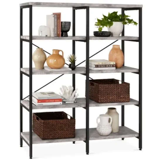 Best Choice Products 55in Storage Bookshelf for Living Room, Walkway w/ Industrial, Elevated Design image {8}
