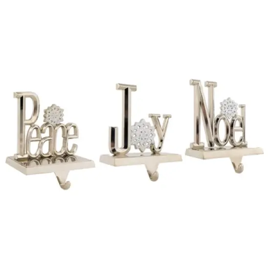 Northlight Peace, Joy and Noel Metal Christmas Stocking Holders - 6.5" - Set of 3 image {3}