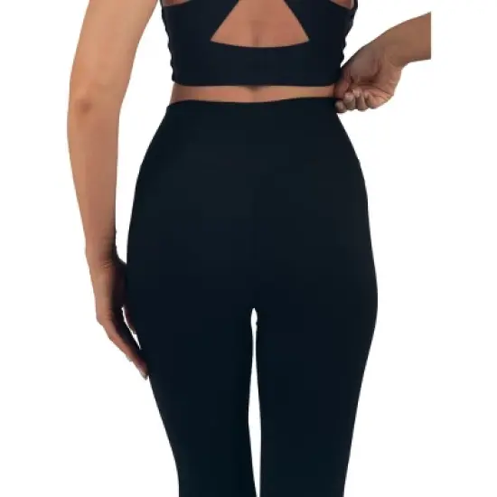 Alpine Swiss Leila Womens Flare Leggings High Waisted Crossover V Waist Buttery Soft Tummy Control Yoga Pants Not See Through Workout Bootcut Tights image {6}