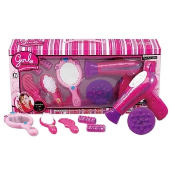 Insten Cute Little Girls Beauty Salon Fashion Playset with Mirror, Hairdryer & Accessories, Pretend Toys for Kids image {4}