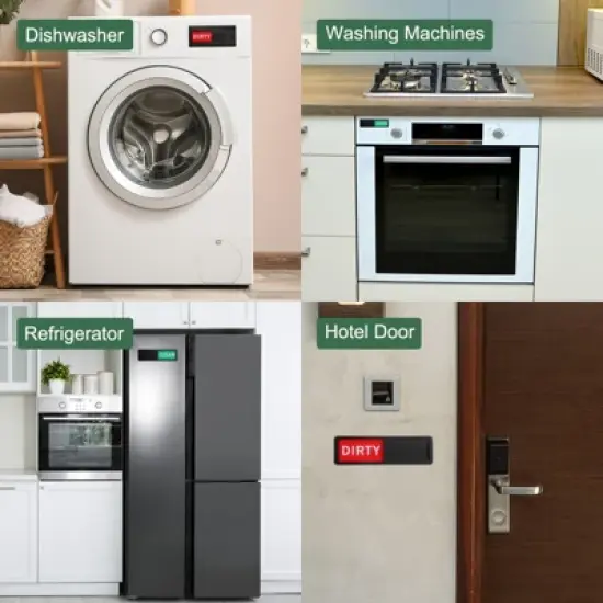 Unique Bargains Kitchen Hotel Indicator Wood Clean Dirty Sign Oval Dishwasher Magnet image {5}