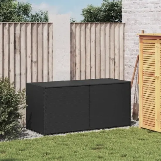 vidaXL Garden Storage Box Black 74.8 Gallon Poly Rattan image {2}