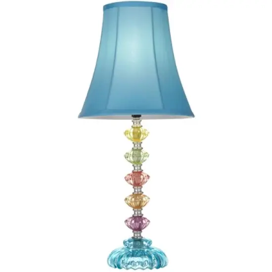360 Lighting Bohemian Country Cottage Accent Table Lamp 21" High Teal Blue Stacked Glass for Bedroom Living Room Bedside Nightstand Office Kids Family image {4}