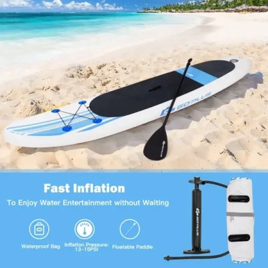 Costway 10' Inflatable Stand Up Paddle Board SUP Adjustable Paddle Backpack Pump image {8}