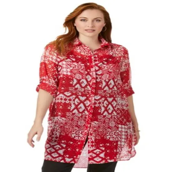 Jessica London Women&rsquo;s Plus Size Sheer Georgette Mega Tunic image {7}
