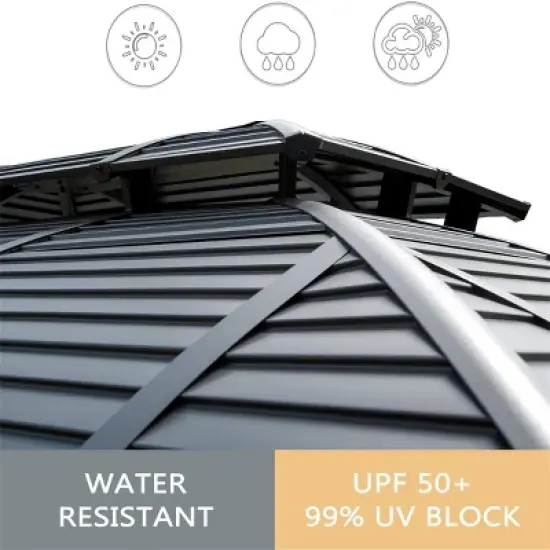 10x12 FT Outdoor Patio Aluminum Gazebo,Galvanized Steel Roof Gazebo,Pavilion With Zippered Netting And Curtains For Garden,Lawns-Coolbibila image {6}