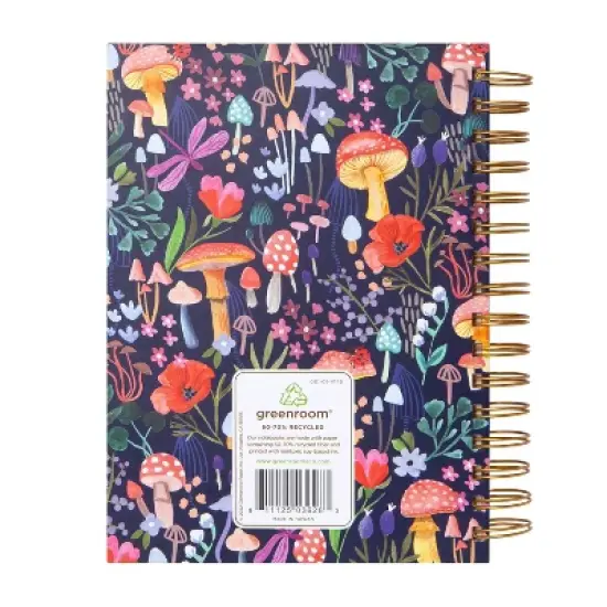 Blank Journal 6"x8" Hard Cover Mushrooms Navy - greenroom: Spiral Binding, Lined Paper, 320 Pages, Adult Stationery image {1}