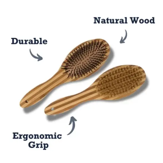 Country Living Dual-Sided Natural Wood Dog Brush - Ergonomic, Durable & Versatile image {4}