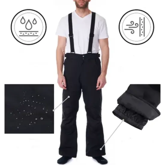 Alpine Swiss Mens Waterproof Snow Pants with Removable Suspenders Insulated Winter Snowboarding Ski Pants image {1}