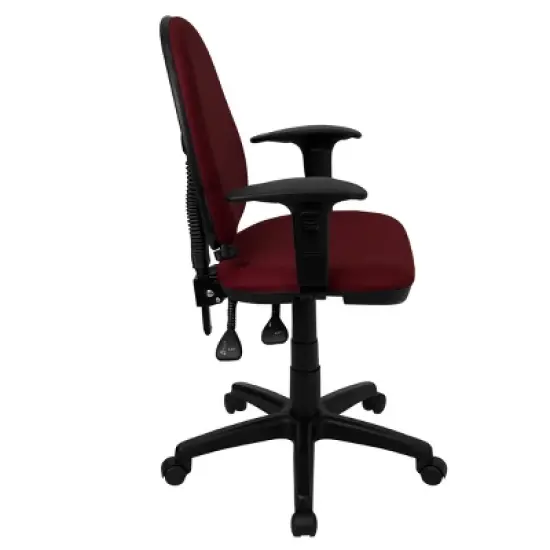 Flash Furniture Mid-Back Fabric Multifunction Swivel Ergonomic Task Office Chair with Adjustable Lumbar Support and Adjustable Arms image {2}