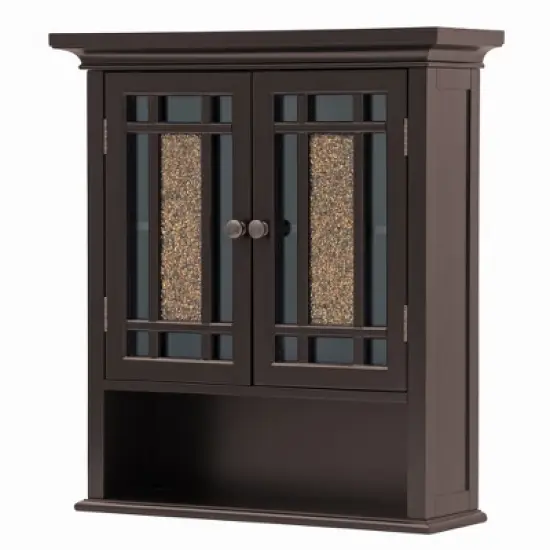 Teamson Home Windsor Removable Wooden Wall Cabinet with Glass Mosaic Doors, Dark Espresso image {7}