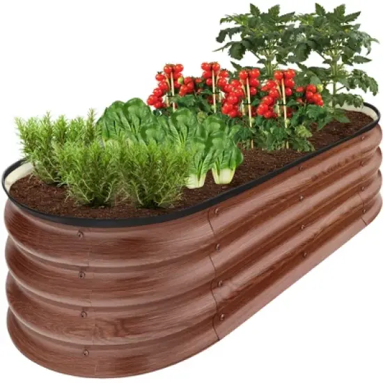 Best Choice Products 4x2x1ft Outdoor Raised Metal Oval Garden Bed, Planter Box for Vegetables, Flowers image {8}