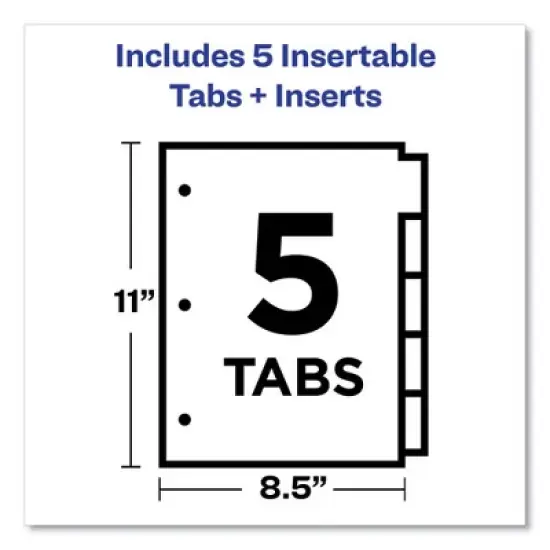 Avery Insertable Big Tab Dividers, 5-Tab, Double-Sided Gold Edge Reinforcing, 11 x 8.5, White, Clear Tabs, 1 Set image {4}