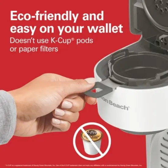 Hamilton Beach The Scoop Single-Serve Coffee Maker 47621: White, 14 oz Capacity, Uses Pods & Ground Coffee, Dishwasher-Safe image {2}