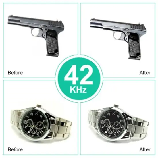 UKOKE UUC06S Ultrasonic Jewelry Cleaner &ndash; 0.6L Portable Timer Device for Eyeglasses, Dentures, Watches, Rings &ndash; Silver, Deep Cleaning image {5}