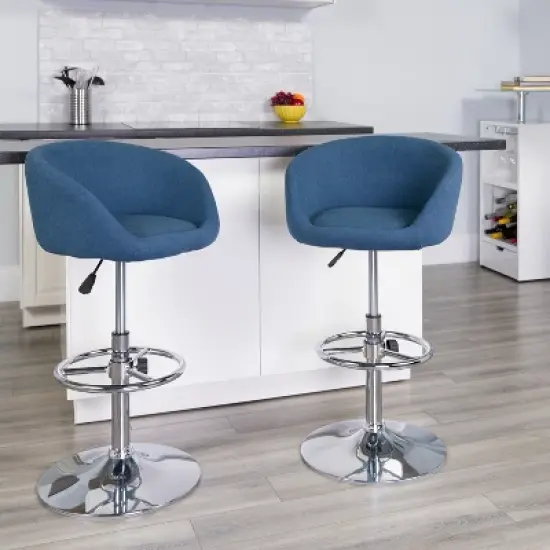 Emma and Oliver Barrel Back Swivel Adjustable Height Barstool with Chrome Base image {1}