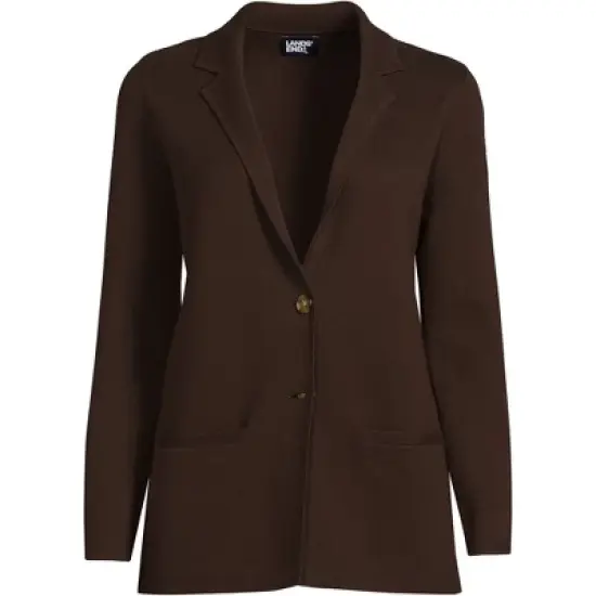 Lands' End Women's Fine Gauge Cotton Button Front Blazer Sweater image {8}