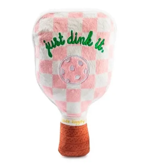 Haute Diggity Dog Pink Checker Pickleball Paddle Plush Dog Toy with Squeaker image {4}