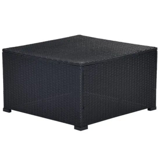 6pc Wicker Patio Conversation Set with Cushions - Black/Gray - GODEER image {13}