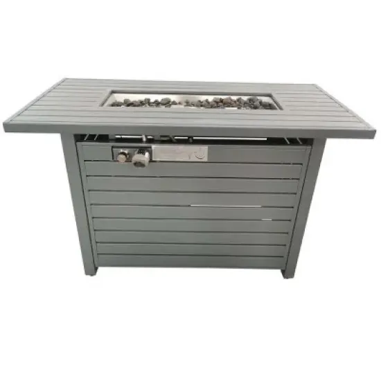 25 H x 42 W Outdoor Fire Pit Table with Lid (Gray) image {4}