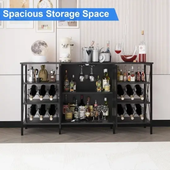 Multi-Functional Wine Rack - Space-Saving Bottle Storage, Ideal for Home Bar Kitchen Dining Area Decor & Organization image {2}