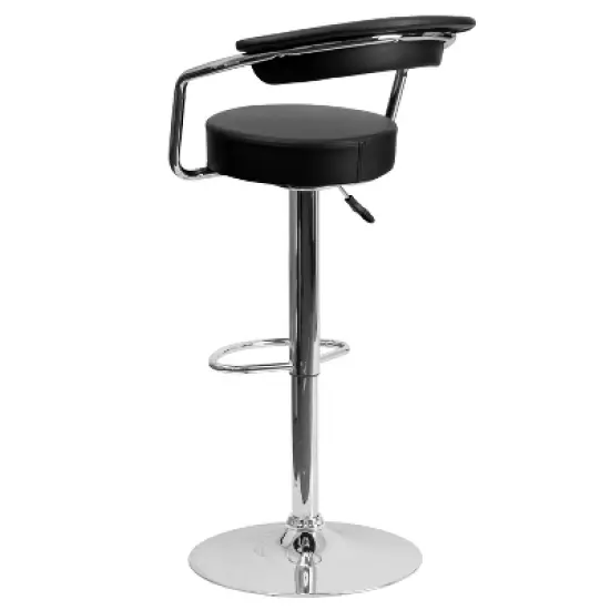 Flash Furniture Contemporary Vinyl Adjustable Height Barstool with Arms and Chrome Base image {2}