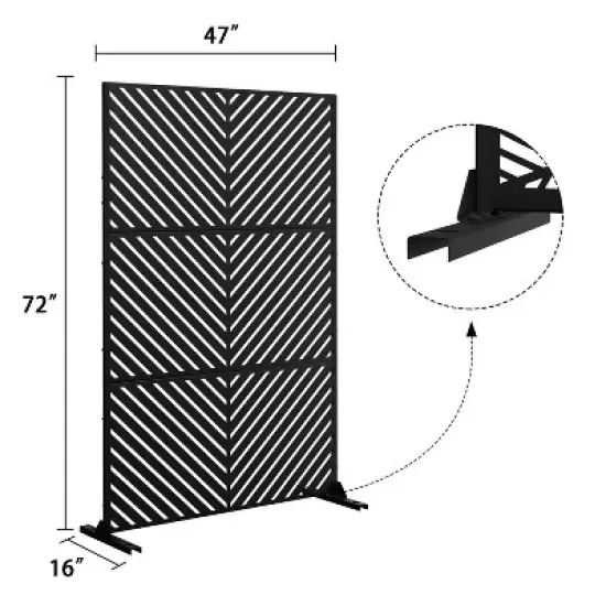 PexFix 72 in. x 47 in. Outdoor Metal Privacy Screen in Arrows Pattern in Black image {2}
