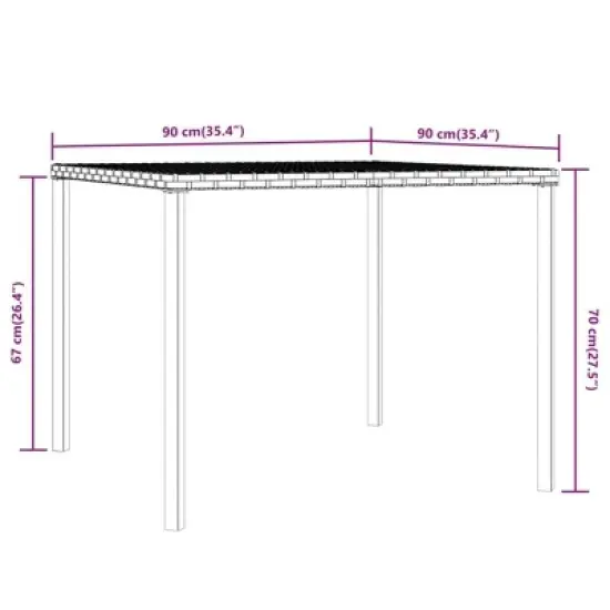 vidaXL Poly Rattan Patio Dining Set - Gray with Cushions - Includes L-Shaped Sofa and Square Table for Garden, Deck or Patio image {8}