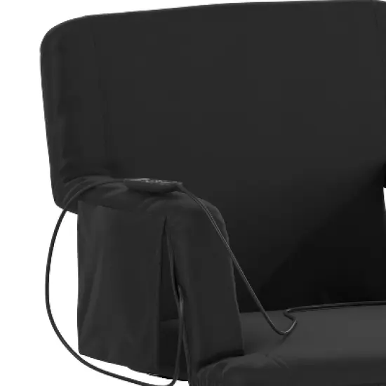Emma and Oliver Extra Wide Foldable Reclining Heated Stadium Chair with Backpack Straps - Black image {11}