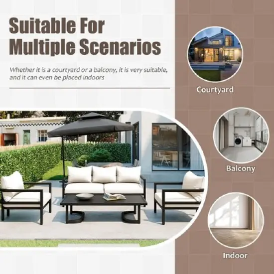 FIONECA Multi-Person Outdoor Steel Sofa Set, Waterproof, Rust & UV Resistant for Garden, Backyard, Lawn image {2}