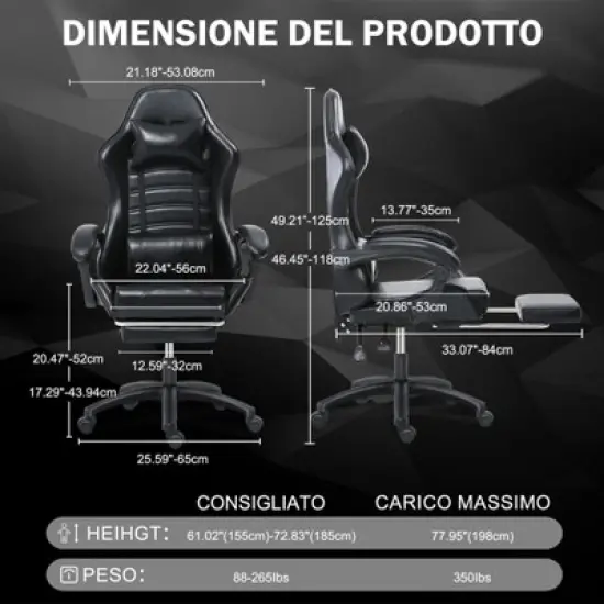 KTMBDW Gaming Chair, Computer Chair with Footrest and Lumbar Support,Height Adjustable Game Chair with 360&deg;-Swivel Seat and Headrest for Office,Gaming image {6}