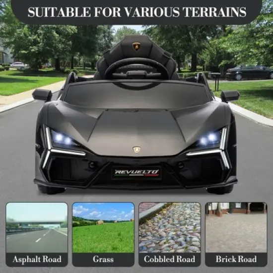 12V Kids Ride On Car with Remote Control, Battery Powered Sports Car Toy with Dual 25W Motors, Spring Suspension, Headlight, Music for Toddler 3+ image {3}