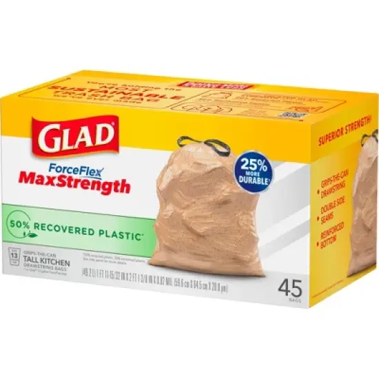 Glad ForceFlex MaxStrength Recovered Plastic Trash Bag - 13 Gallon/45ct image {3}