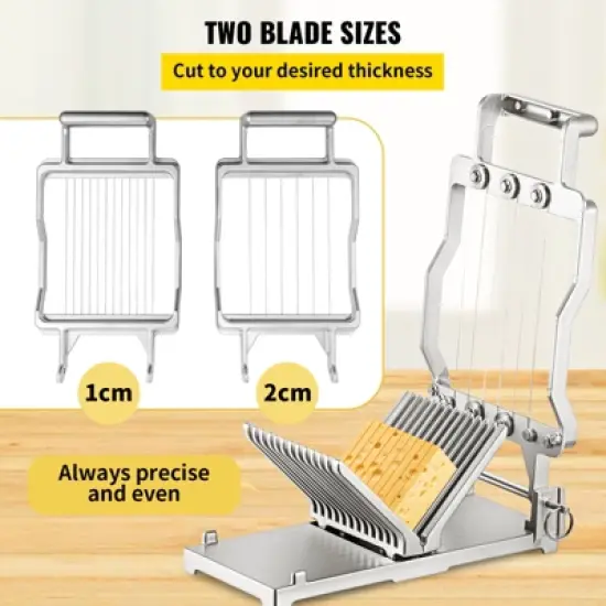VEVOR Cheese Cutter With Wire 1 cm & 2 cm Cheeser Butter Cutting Blade, Aluminum Alloy Commercial Cheese Slicer, Silver image {4}