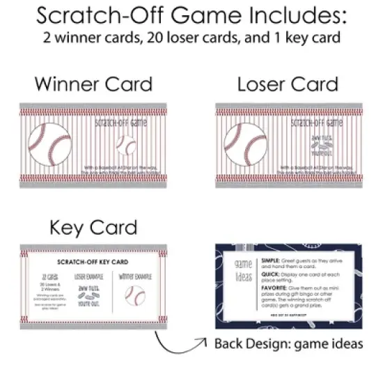 Big Dot of Happiness Batter Up - Baseball - Baby Shower or Birthday Party Game Scratch Off Cards - 22 Count image {3}