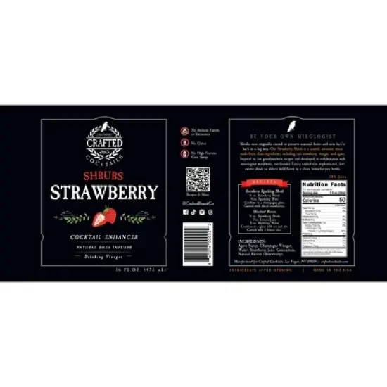 Crafted Cocktails Strawberry Shrubs: 6 Pack Use as cocktail enhancer, soda flavoring, or culinary ingredient image {7}