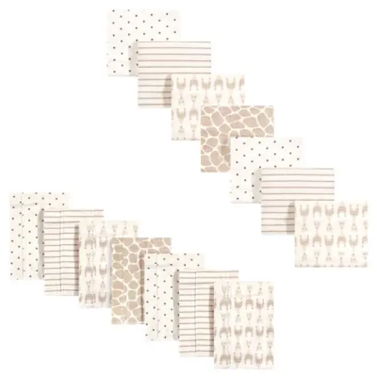 Hudson Baby Unisex Baby Cotton Flannel Burp Cloths and Receiving Blankets, 14-Piece, Neutral Giraffe, One Size image {1}