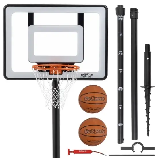 GoSports Post Up Portable Beach Basketball Hoop for Kids and Adults - Play on Grass or Sand - Includes 2 Basketballs, Pump and Accessories Tote image {6}