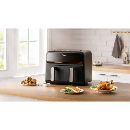 Midea 8.4qt Two-Zone Air Fryer: Dual Baskets, Digital Control, Nonstick, Cool Touch, 1650W, Black image {8}
