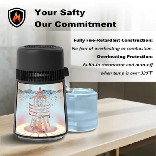 ROVSUN 1.1 Gallon or 4L Stainless Steel Water Distiller, Flame Retardant Material, BPA Free Container & Stainless Steel Interior, Gray, 750W image {1}