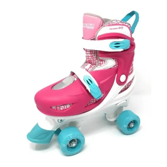 Chicago Skates Deluxe Kids' Quad Roller Skate Combo Set - Pink/White image {7}